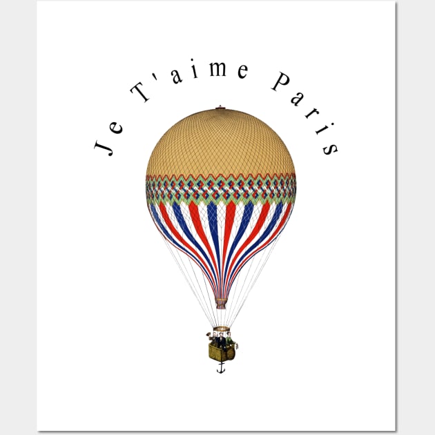 Vintage hot air ballon Illustration je t'aime paris Wall Art by thecolddots